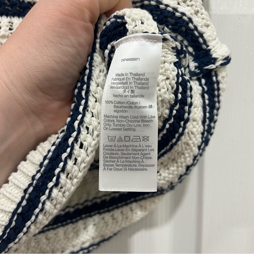 Madewell Crochet-Knit Crewneck Sweater Tank Ivory Navy Blue Stripe Womens XS NWT - Picture 5 of 5